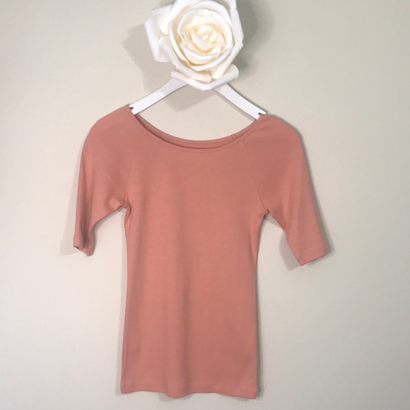 Ann Taylor Petite Ballerina Neck Cotton Stretch Top - Orange. Size XSP. NWT - Picture 4 of 6